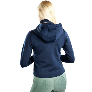 Veste d'équitation pour femme, à capuche, coupe ajustée, fermeture éclair, respirante, extensible, vêtements de sport d'extérieur, bleu marine - Product Image 4