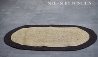 SUREN SPACE Rustic Jute Oval Runner Rug Braided Natural Fiber Waterproof Eco-Friendly Handwoven Reversible Solid Color Medium