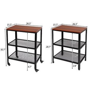 Carrello da Cucina a 3 Ripiani con Ruote per Microonde, Scaffale Portaoggetti in Metallo per Soggiorno - Product Image 6