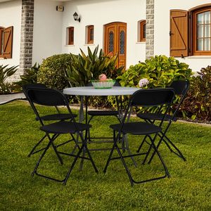 Classic Garden 6pcs Black Plastic Folding Chair Injection Molding Classic Garden Chair Collection - Product Image 5