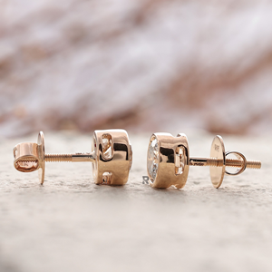Boucles d'oreilles clous en or massif 14k 18k avec diamant CVD HPHT de laboratoire de forme ronde, certifié IGI, pour femme, cadeau de fête, bijoux fins - Product Image 3
