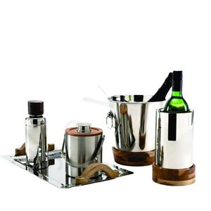 Juego de Bar de cóctel de 5 piezas de madera y acero inoxidable - Product Image 1