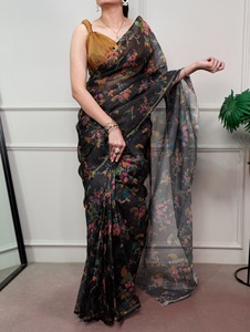 Indian Traditional Ethnic Casual Saree in Floral Print for Daily Wear and Festive Function for Women Fancy Trendy Outfit - Product Image 5