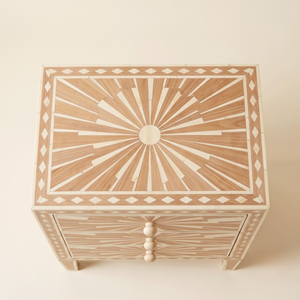 Table d'appoint de luxe faite à la main avec incrustations en os, design moderne effet soleil, mobilier de chambre de haute qualité - Product Image 3