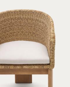 Silla de Comedor de Lujo con Brazos de Madera de Teca y Asiento y Respaldo de Ratán Tejido Natural – Proveedor de Muebles Modernos para Restaurantes, Cafés y Hoteles - Product Image 5