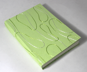 Good Quality Medium Green Color Sheet With Matching Silk Yarn Embroidery Hard Cover Notebook - Product Image 2