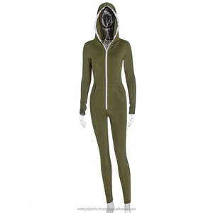 Combinaison d'hiver pour femmes, ensemble deux pièces, fermeture éclair unie, manches longues, tenue de sport, sweat-shirt, tenue de fitness, tenue de course, 100% coton - Product Image 2