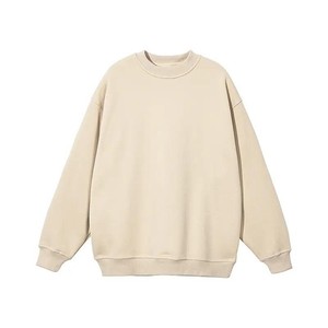 Sweat-shirt unisexe à col rond surdimensionné, blanc uni, 100% coton, tricoté, pull décontracté pour l'automne, impression de logo personnalisée, OEM ODM - Product Image 3