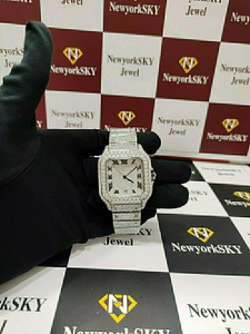 Reloj de Lujo para Hombre con Diamantes, Caja Cuadrada de Acero Inoxidable, Movimiento de Cuarzo Analógico, Esfera con Números Romanos, Cierre Desplegable - Product Image 2