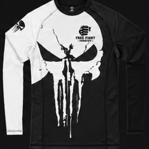 White Short Sleeve Rash Guard <b>Compression</b> <b>Shirt</b> <b>Black</b> Accents Sublimated Design UPF50+ Anti-UV Quick Dry Breathable Eco-Friendly - Product Image 3