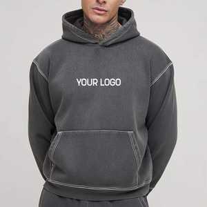 เสื้อฮู้ดดี้ผู้ชายราคาส่ง ดีไซน์ใหม่สไตล์วินเทจ ทรงโอเวอร์ไซส์ ปักลายและพิมพ์โลโก้ พร้อมตะเข็บตัดสี - Product Image 5