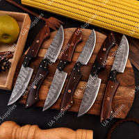 Couteaux à steak quotidiens faits main en acier Damas, manche pleine longueur, légers, ambidextres, finition brossée, manche en bois de rose, design moderne