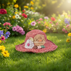 Promotional Handmade Hemp Flower <b>Hats</b> & Caps with Applique Embroidery <b>Floppy</b> Brim Fashion Style - Product Image 3