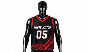 Ensemble de maillot de basket-ball pour femmes White Stitch, noir et rouge, imprimé par transfert thermique, col en V, sans manches, en mesh respirant et anti-transpiration - Product Image 3