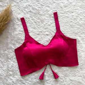 Blusa de Sari de Seda Satinada Tejida Sexy para Mujer |   Blusa Acolchada de Diseño |   Correa Ajustable para la Espalda |   Vestido de Verano sin Mangas, Transpirable, para Boda - Product Image 2