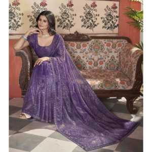 Designer Wedding <b>Saree</b> with Sequence & Thread Embroidery Work - Product Image 3