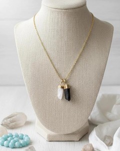 Colgante de cristal de selenita y turmalina negra, collar de plata con piedra curativa, gema natural de protección para compromiso, boda y fiesta - Product Image 4