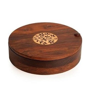 Boîte de rangement rectangulaire multifonctionnelle en bois biodégradable, best-seller, pour thé, épices et articles essentiels de cuisine, fabriquée à la main en Inde - Product Image 4