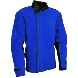 JNM SAFETY Cowhide Split Leather Welding <b>Jacket</b>-Abrasion <b>Spark</b> Resistant High Visibility Reflective Safety Clothing - Product Image 2