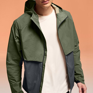 Chaqueta Cortavientos con Capucha para Hombre, Diseño Color Block, Cierre de Cremallera, Estilo Deportivo, Material de Poliéster, Corte Regular, Ropa de Otoño - Product Image 3