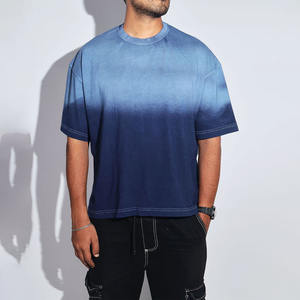 เสื้อยืดผู้ชายสีน้ำเงินไล่เฉดสีแบบโอเวอร์ไซส์หลากสีสไตล์สตรีททันสมัยสำหรับฤดูร้อน รับผลิตตามสั่งขายส่งแบบ OEM - Product Image 4