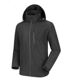 SANGLASPORTS Unisex <b>Black</b> Hooded <b>Windbreaker</b> Jacket Zip-Up Lightweight Waterproof Windproof Winter Casual Outdoor - Product Image 1