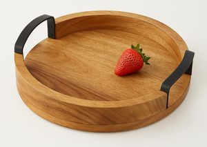 Bandeja de madera con asa de metal, bandeja de cocina, bandeja rústica, bandeja de madera dura, bandeja decorativa, bandeja para comida, bandeja para té - Product Image 2