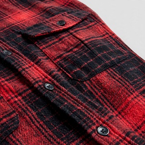 Camisa de Franela a Cuadros Roja y Negra para Hombre, Manga Larga, Cuello con Botones, Estilo Casual, para Otoño - Product Image 5