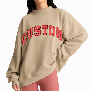 Sudadera de Forro Polar Personalizada para Mujer, Lavanda, Hombros Caídos, Cuello Alto Simulado, Oversize, Cómoda, Casual, Venta al por Mayor, Marca USA, Reino Unido, Europa - Product Image 4