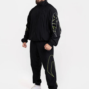 Custom <b>Patchwork</b> Outdoor Windbreaker Polyester Nylon Hiking Tracksuit Sportswear Zip up <b>Jacket</b> and Pants Set for Men - Product Image 1