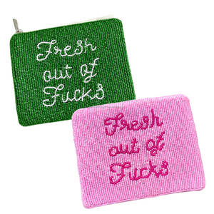Handmade Vintage Zipper Wallet Embroidered Beaded Coin Purse Funny Quote Custom Seed <b>Beads</b> Statement <b>Large</b> Capacity Soft Durable - Product Image 1