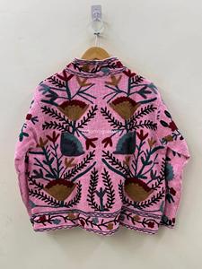 Hand Embroidered Floral Mandarin Collar Cotton <b>Poncho</b> Adult Women's Bohemian Spring Full Sleeve Outerwear - Product Image 4