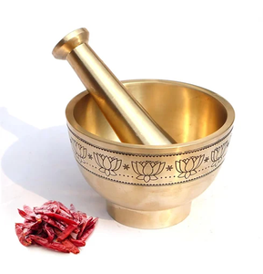 ครกและสากทองเหลืองคุณภาพสูง สินค้าขายดี ครกและสากทองเหลืองแบบสลักลาย - Product Image 4