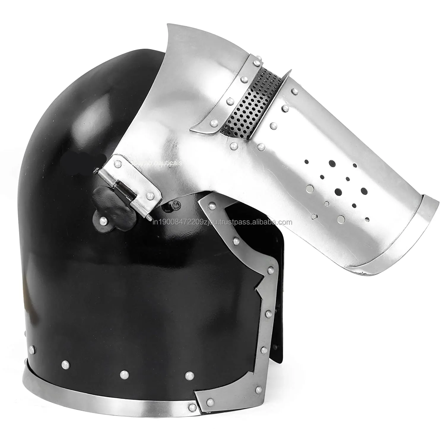 헬멧 Barbuta Visored 중세 기사 갑옷 전사 액세서리 | Templar 십자군 강철 LARP 헬멧