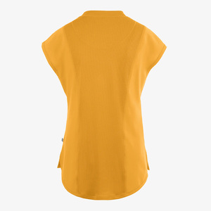 Blouse d'hôpital en coton et polyester tricoté jaune moutarde pour femme avec poches - Product Image 4