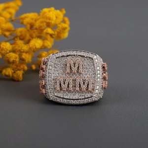 Luxury <b>Roman</b> <b>Numeral</b> <b>Ring</b> VVS Moissanite Diamond 925 Sterling Silver Rhodium Plated Iced Out Hip Hop Men's Custom Statement <b>Ring</b> - Product Image 1