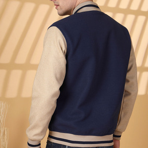 Veste de baseball pour homme à blocs de couleur, fermeture à boutons-pression, manches longues, légère, avec badge numéro 1 - Product Image 2