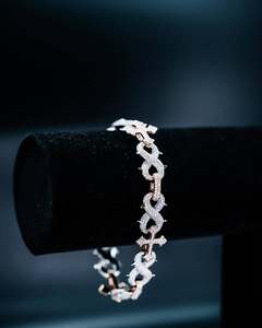 925 Silver Moissanite Cuban Link <b>Bracelet</b> Rose <b>Gold</b> Plated Cross <b>Infinity</b> Chain Bangle Brilliant Cut Unisex Jewelry - Product Image 2