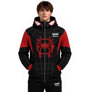 Vente en gros – Sweat à capuche zippé surdimensionné 100 % coton pour homme, motif araignée, personnalisable, imprimé, motif uni, respirant, pour la saison hivernale - Product Image 3
