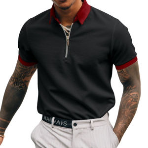 Chemise de luxe décontractée à manches courtes pour homme, en coton tricoté 100 %, anti-plis, respirante, avec logo frontal, disponible en plusieurs styles - Product Image 6
