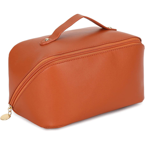 Bolsas de Cosméticos de Cuero Genuino Vintage al por Mayor de Fábrica, Organizador de Maquillaje con Cierre, Bolsa de Viaje para Belleza de Gran Capacidad - Product Image 5