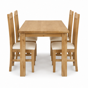 ARTERRA Ensemble de salle à manger de luxe écologique et durable en teck fait main, style ferme moderne, table rectangulaire, chaises rembourrées, hôtel - Product Image 3