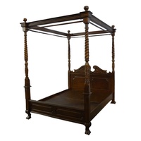 Lit en bois d'acajou de luxe, robuste, élégant et confortable, lit à baldaquin pour ensembles de meubles de chambre à coucher de style antique
