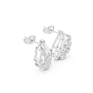 Pendientes de Diamantes Redondos Cultivados en Laboratorio de Oro Blanco de 14K para Mujer, para Usar en Compromisos, Diamantes Cultivados Nuevos - Product Image 6