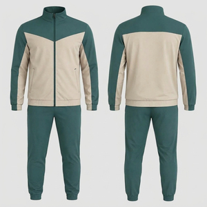 Conjunto Deportivo Unisex en Blanco y Negro con Bloques de Color, Cierre de Cremallera en Manga Larga, Transpirable, de Poliéster, Corte Regular para Otoño - Product Image 1
