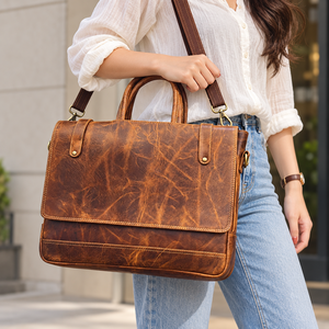 Haute qualité unisexe Crunch cuir Messenger sac à bandoulière nouveau Design multi-usage Vintage mode grande capacité fermeture à glissière chaud - Product Image 1