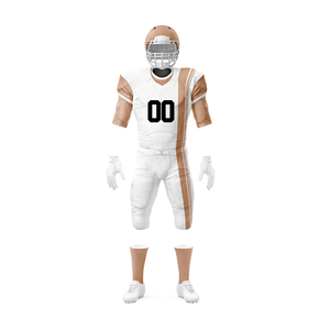 Conjunto de Uniforme de Fútbol Americano Personalizado para Adultos, Jersey y Pantalones Sublimados en Blanco y Azul, Poliéster que Absorbe la Humedad - Product Image 3