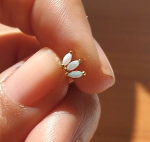 18K Gold 925 Silver 6x3mm Natural Ethiopian <b>Opal</b> Stone <b>Stud</b> <b>Earrings</b> Prong Setting Minimalist Tiny Dainty Fine Jewelry for Women - Product Image 4