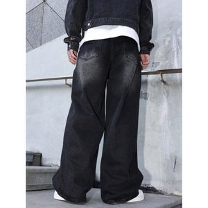 Jeans de Mezclilla Negros para Hombre, Corte Regular, Estilo Vintage Retro, Ecológicos, Transpirables, para Otoño, Verano e Invierno, Lavados - Product Image 3