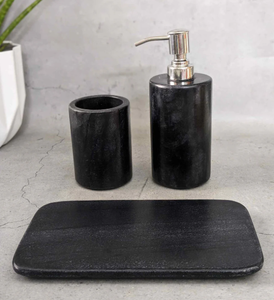 Juego de Baño de Mármol Negro de Lujo Premium, Dispensador, Portacepillos de Dientes, Jabonera, Ecológico, Duradero, Resistente a los Arañazos, Stone Era - Product Image 2